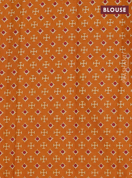 Muslin cotton saree dark mustard with allover bandhani prints and printed border