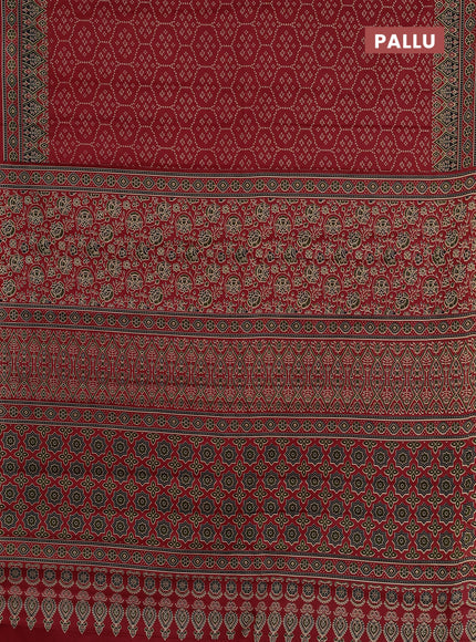 Muslin cotton saree maroon with allover bandhani prints and printed border