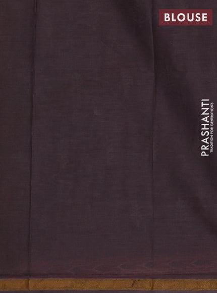 Muslin cotton saree dark grey with allover dabu prints and printed border