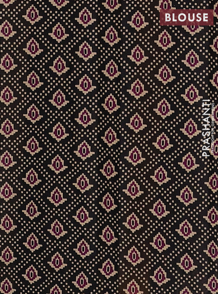Muslin cotton saree purple and black with allover patola prints and printed border