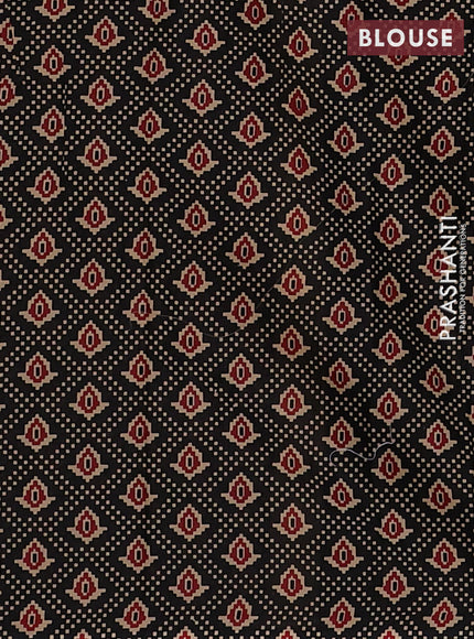 Muslin cotton saree maroon and black with allover patola prints and printed border