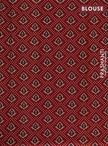 Muslin cotton saree blue and maroon with allover patola prints and printed border
