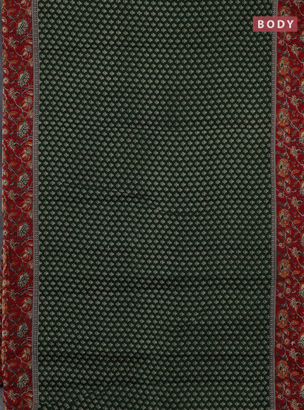 Muslin cotton saree green and maroon with allover butta prints and printed border