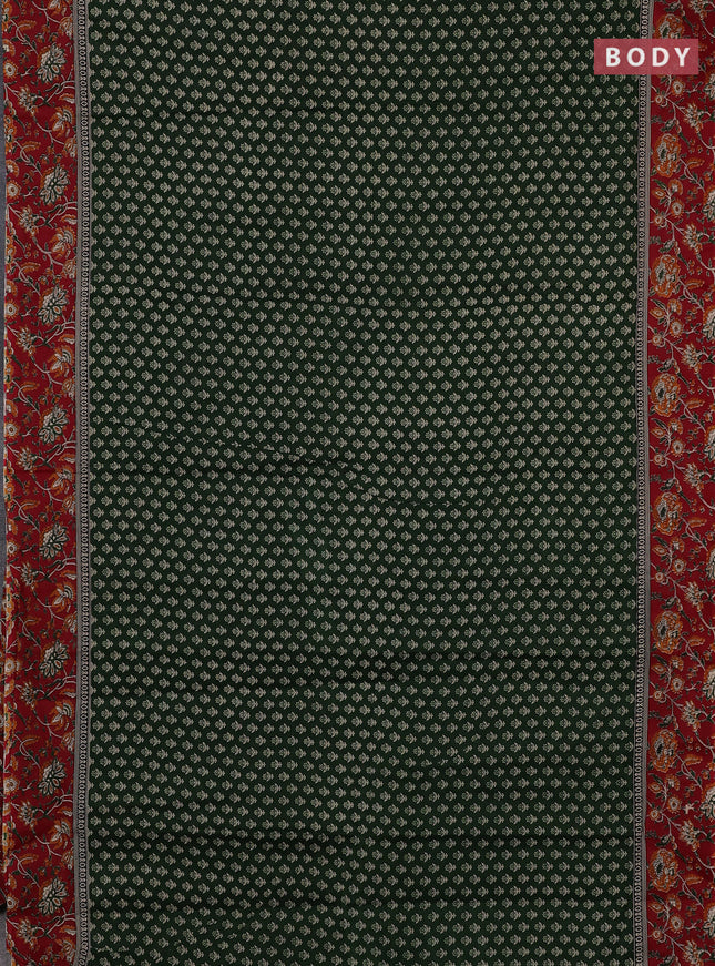 Muslin cotton saree green and maroon with allover butta prints and printed border