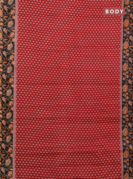 Muslin cotton saree maroon and black with allover butta prints and printed border