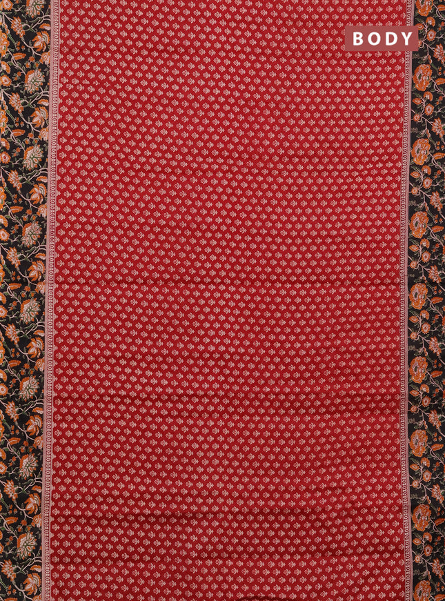 Muslin cotton saree maroon and black with allover butta prints and printed border