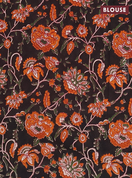 Muslin cotton saree maroon and black with allover butta prints and printed border