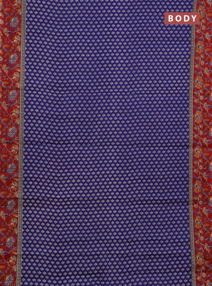 Muslin cotton saree blue and maroon with allover butta prints and printed border