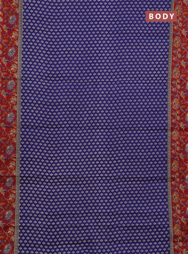 Muslin cotton saree blue and maroon with allover butta prints and printed border