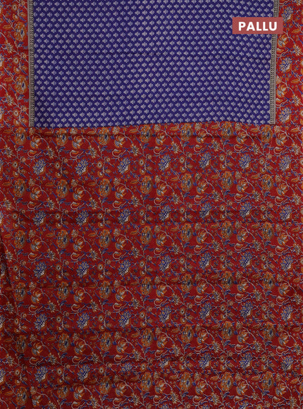 Muslin cotton saree blue and maroon with allover butta prints and printed border