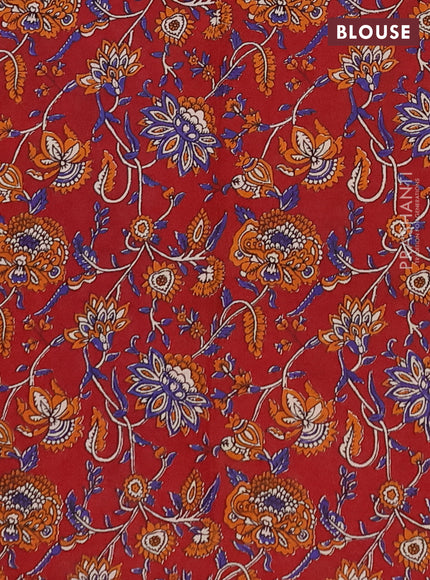 Muslin cotton saree blue and maroon with allover butta prints and printed border