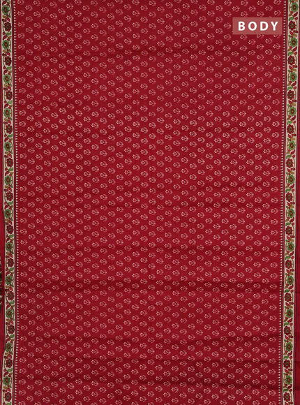 Muslin cotton saree maroon and beige with allover ikat butta prints and printed border