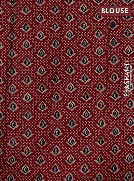 Muslin cotton saree blue and maroon with allover patola prints and printed border