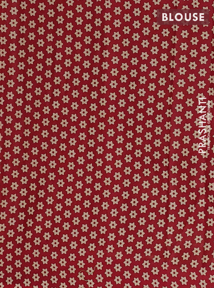 Muslin cotton saree olive green and maroon with allover warli prints and printed border