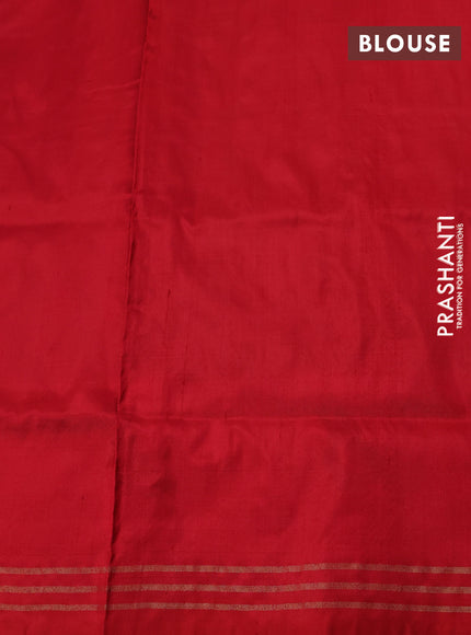 Pochampally silk saree blue and red with allover ikat weaves and ikat woven border