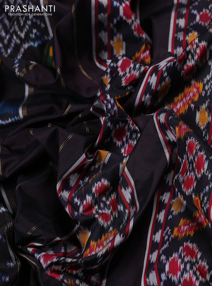 Pochampally silk saree black with allover ikat weaves and ikat woven border