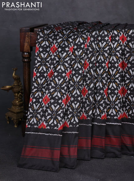 Pochampally silk saree black and maroon with allover ikat weaves and woven border