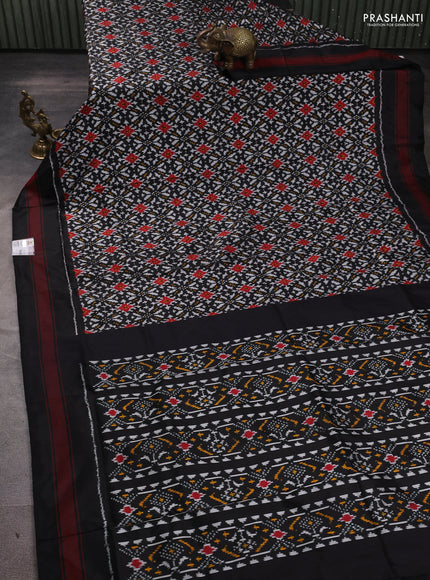 Pochampally silk saree black and maroon with allover ikat weaves and woven border