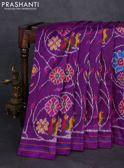 Pochampally silk saree purple with allover ikat weaves and woven border