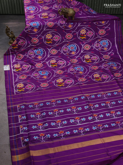 Pochampally silk saree purple with allover ikat weaves and woven border