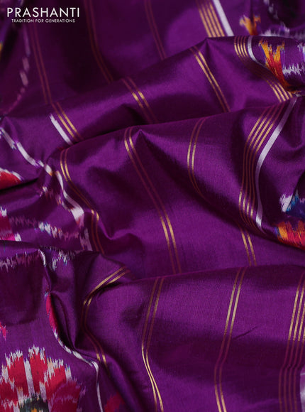 Pochampally silk saree purple with allover ikat weaves and woven border