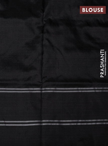 Pochampally silk saree black with plain body and long ikat woven border