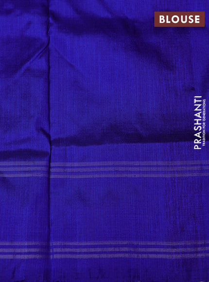 Pochampally silk saree pink and royal blue with plain body and long ikat woven border