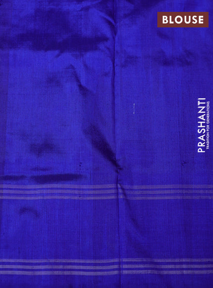 Pochampally silk saree dark blue and blue with allover ikat weaves and rettapet border