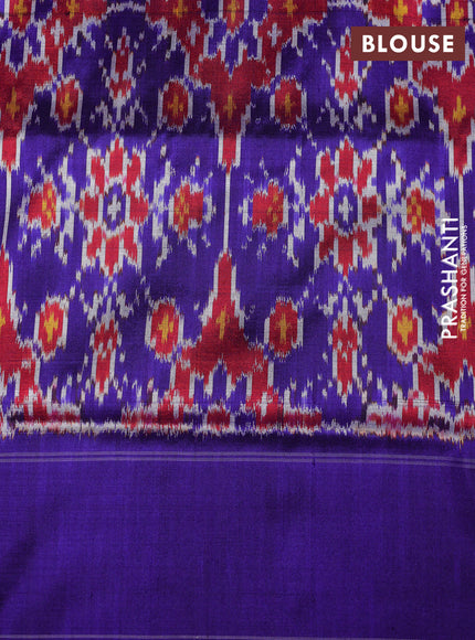 Pochampally silk saree mango yellow and blue with allover ikat weaves and rettapet border