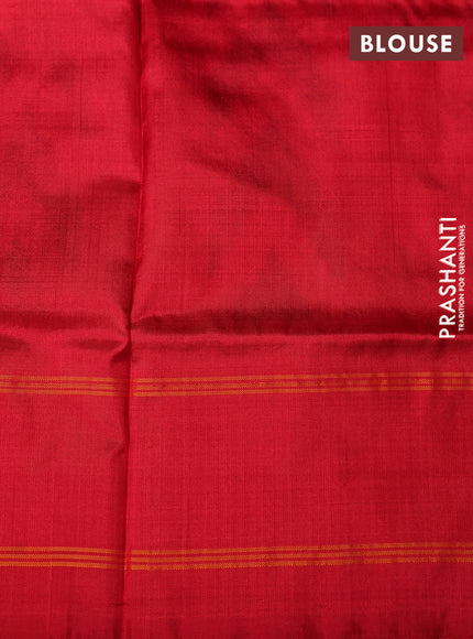 Pochampally silk saree off white and red with allover ikat weaves and rettapet border