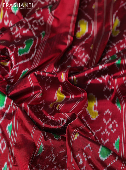 Pochampally silk saree maroon with allover ikat weaves and rettapet border