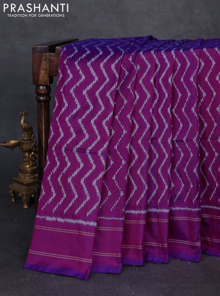 Pochampally silk saree purple with allover ikat weaves and rettapet border