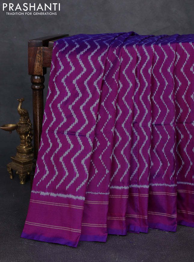 Pochampally silk saree purple with allover ikat weaves and rettapet border