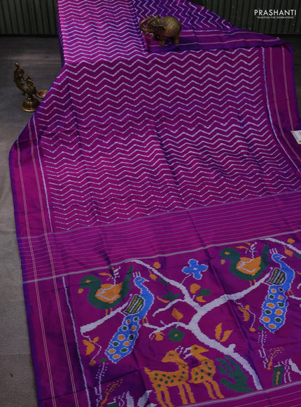 Pochampally silk saree purple with allover ikat weaves and rettapet border