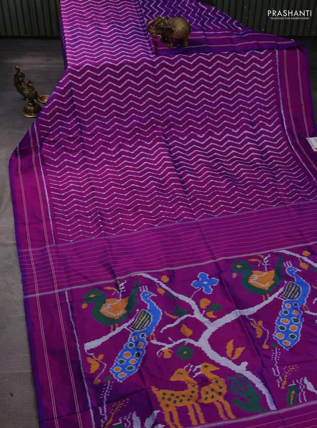 Pochampally silk saree purple with allover ikat weaves and rettapet border