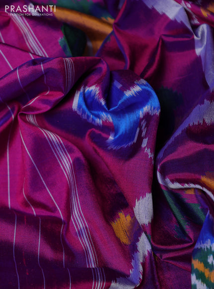 Pochampally silk saree purple with allover ikat weaves and rettapet border