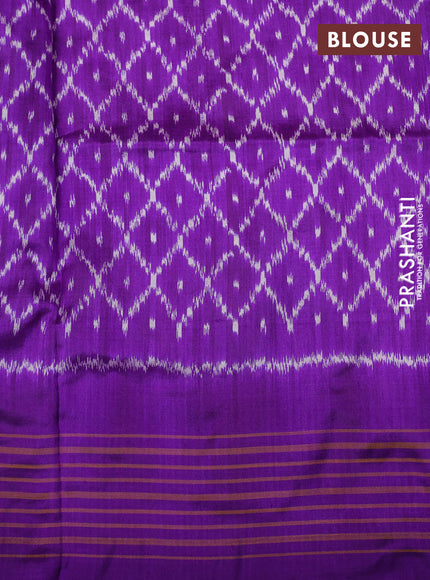 Pochampally silk saree magenta pink and violet with allover ikat woven buttas and simple border