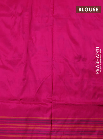 Pochampally silk saree cream and magenta pink with allover ikat weaves and simple border
