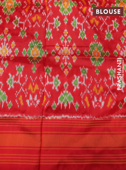Pochampally silk saree blue and red with allover ikat weaves and simple border