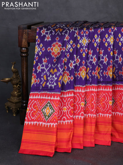 Pochampally silk saree violet and red with allover ikat weaves and simple border
