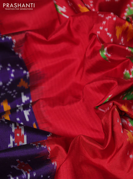 Pochampally silk saree violet and red with allover ikat weaves and simple border