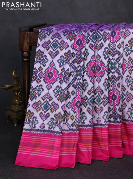 Pochampally silk saree lavender and pink with allover ikat weaves and simple border