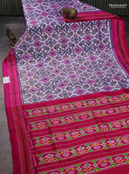 Pochampally silk saree lavender and pink with allover ikat weaves and simple border