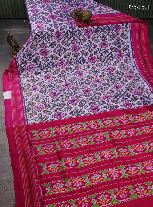 Pochampally silk saree lavender and pink with allover ikat weaves and simple border