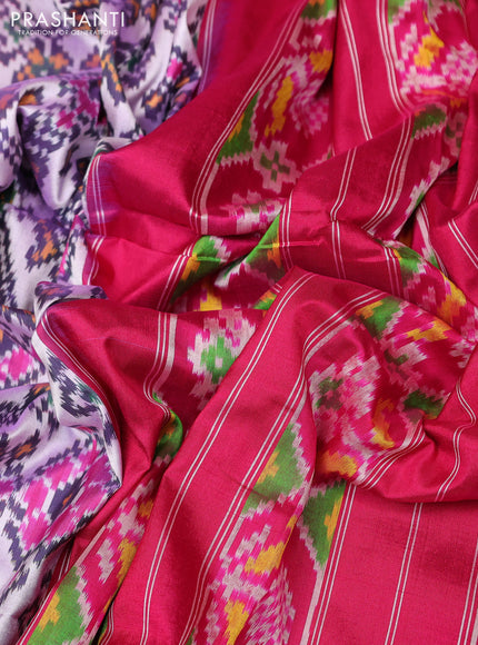 Pochampally silk saree lavender and pink with allover ikat weaves and simple border