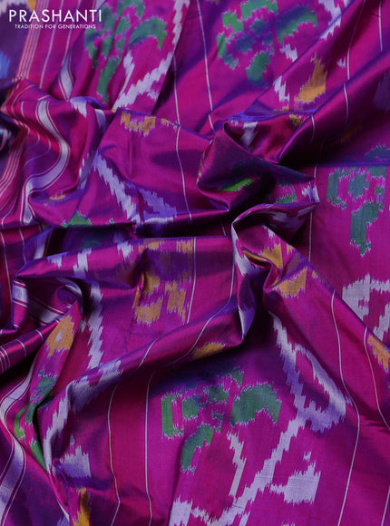 Pochampally silk saree violet and pink with allover ikat weaves and simple border