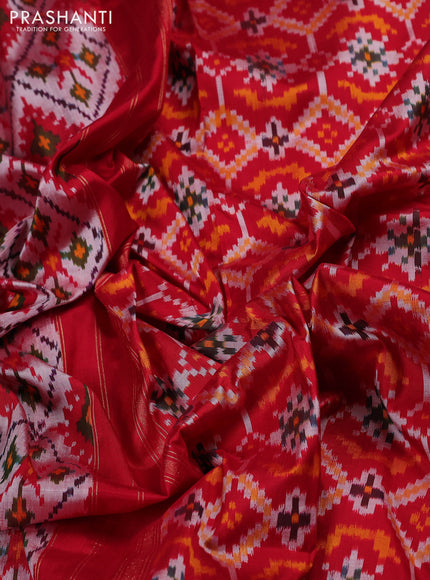 Pochampally silk saree pastel pink and maroon with allover ikat weaves and zari woven border