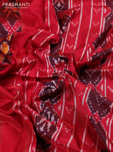 Pochampally silk saree deep maroon and red with allover ikat weaves and zari woven border