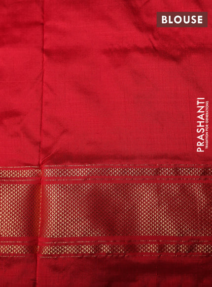 Pochampally silk saree lavender and red with allover ikat weaves and long ikat woven zari border