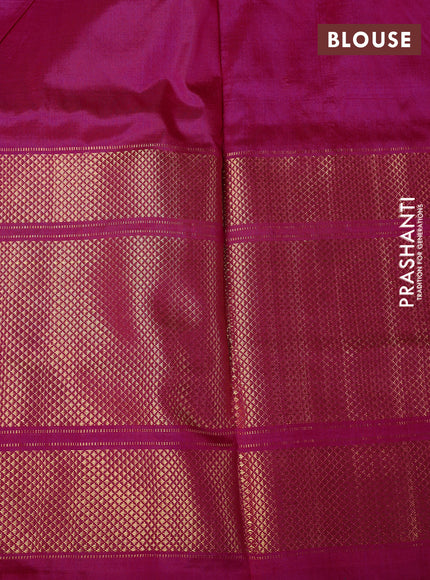 Pochampally silk saree pink with allover ikat weaves and temple design long zari woven border